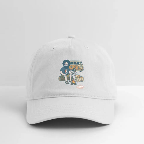 Life is dead. Jerry and Frank are Campin' Grateful Dead Stealie Dad Hat - white